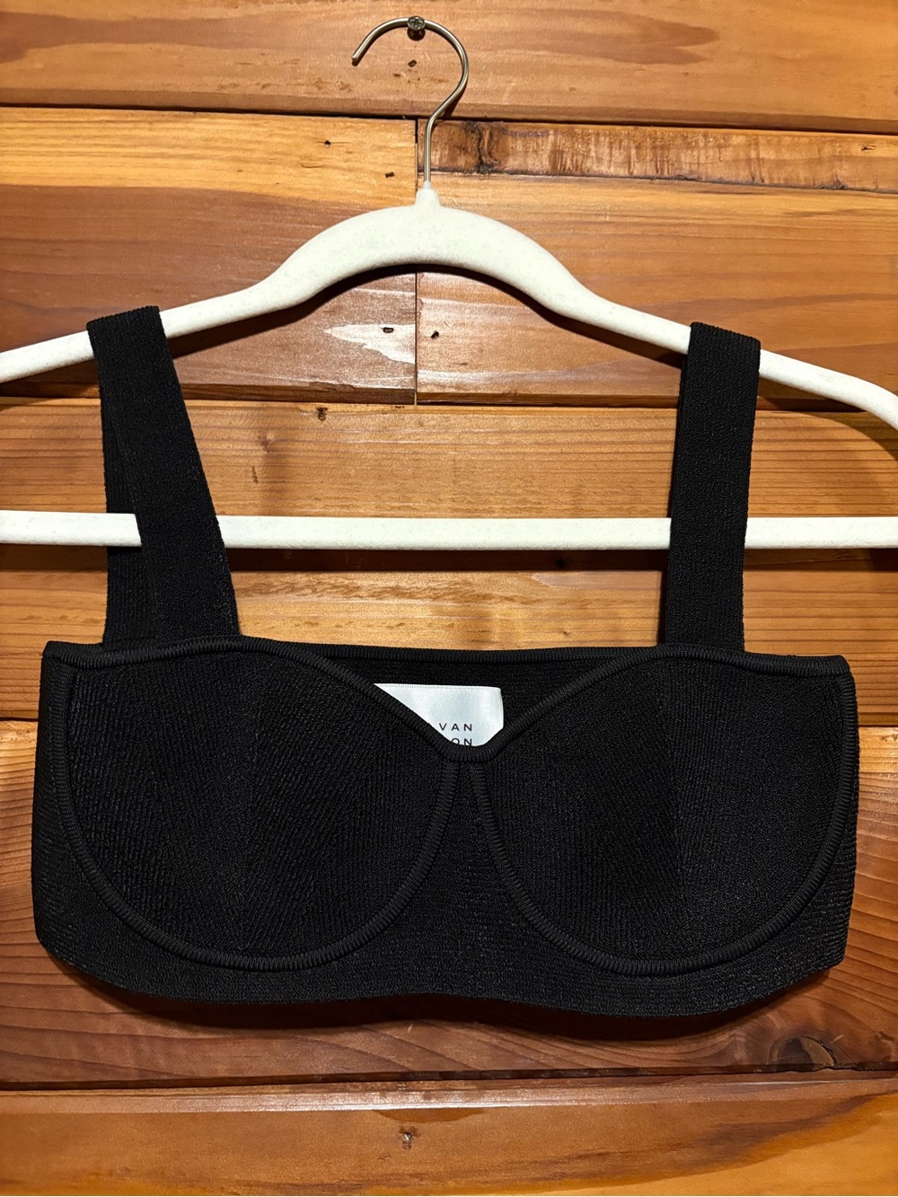 GALVAN LONDON Knit Black Structured Bralette with Wide Straps - Women